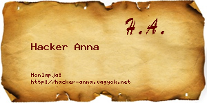 Hacker Anna névjegykártya